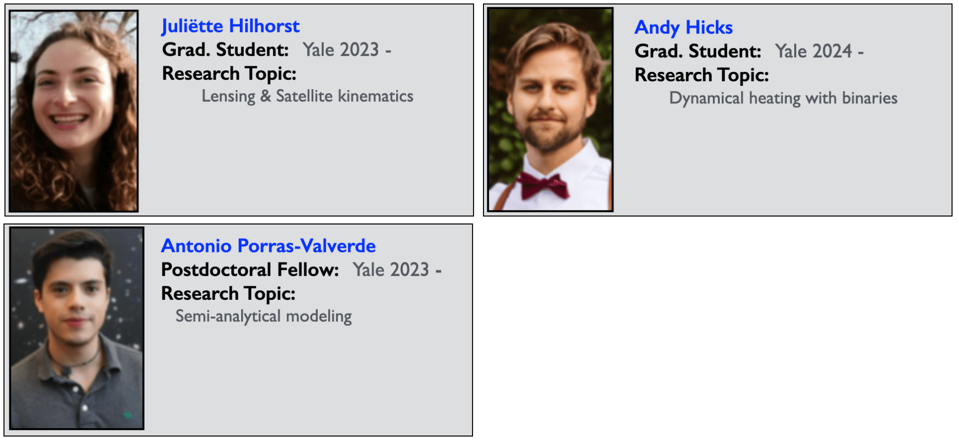 Current Group Members — image from Frank van den Bosch’s website