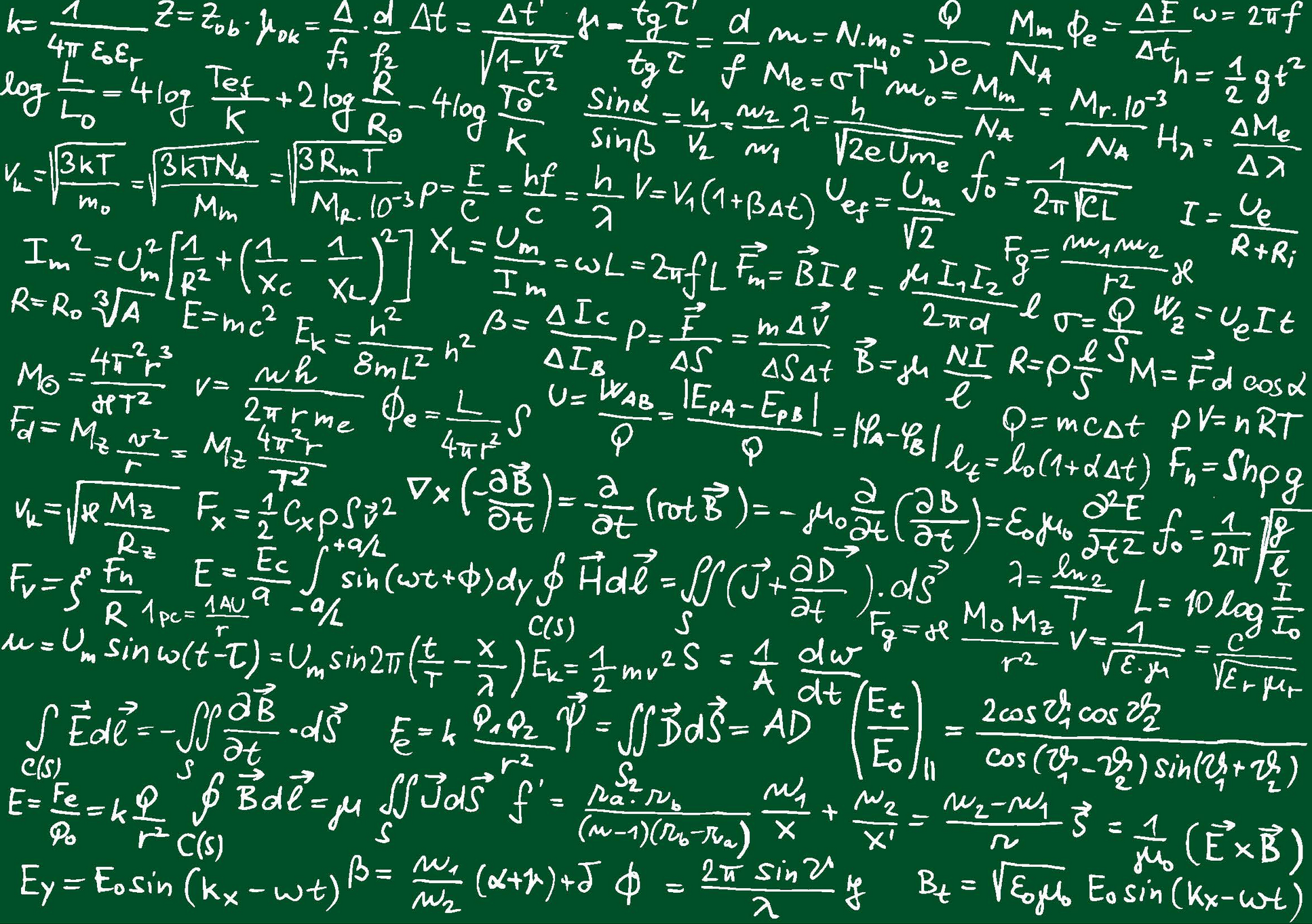 Chalkboard filled with mathematical equations